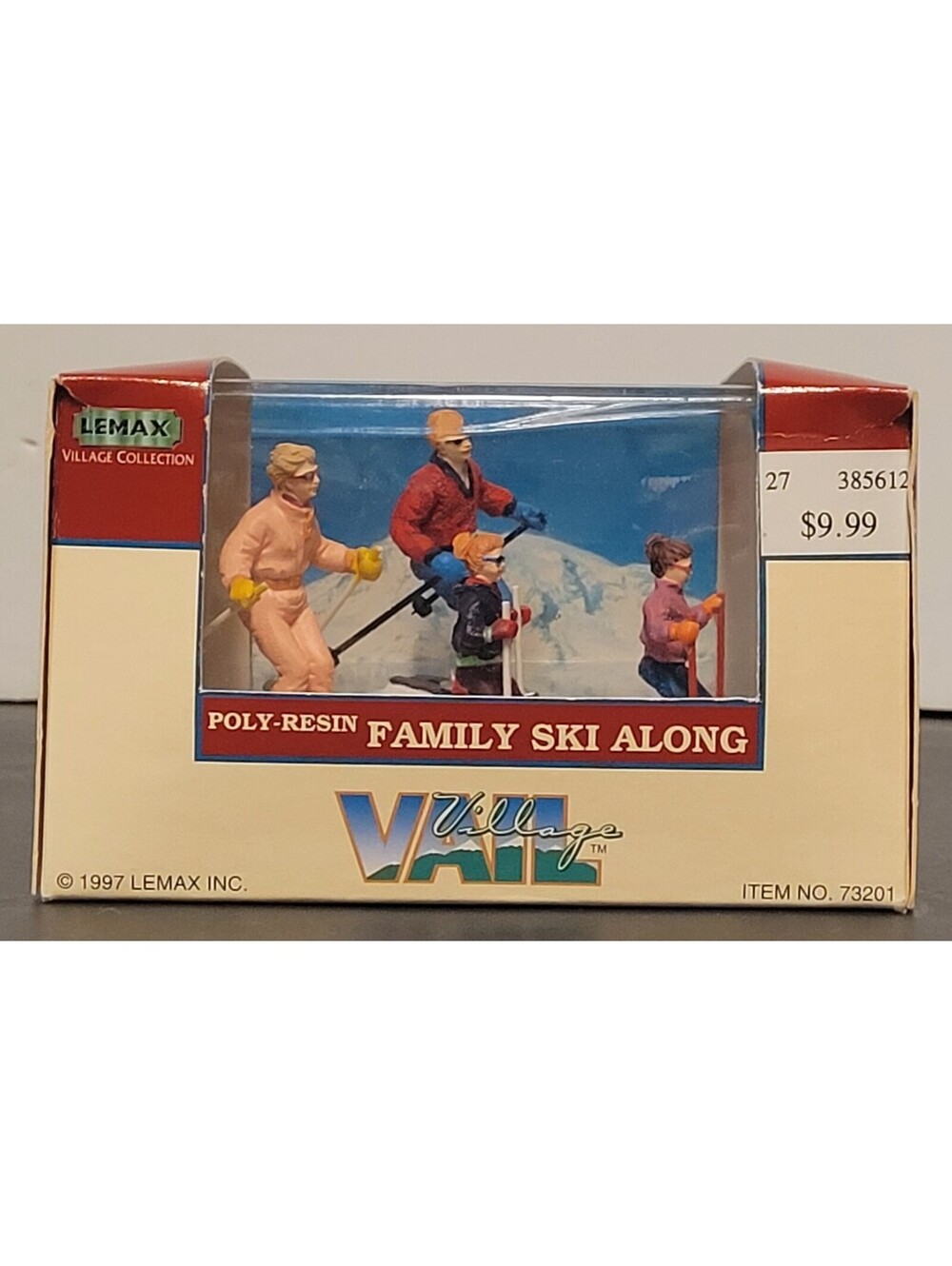 Vtg 1997 Lemax Vail Village Family Ski Along 73201 Figurine Poly Resin
